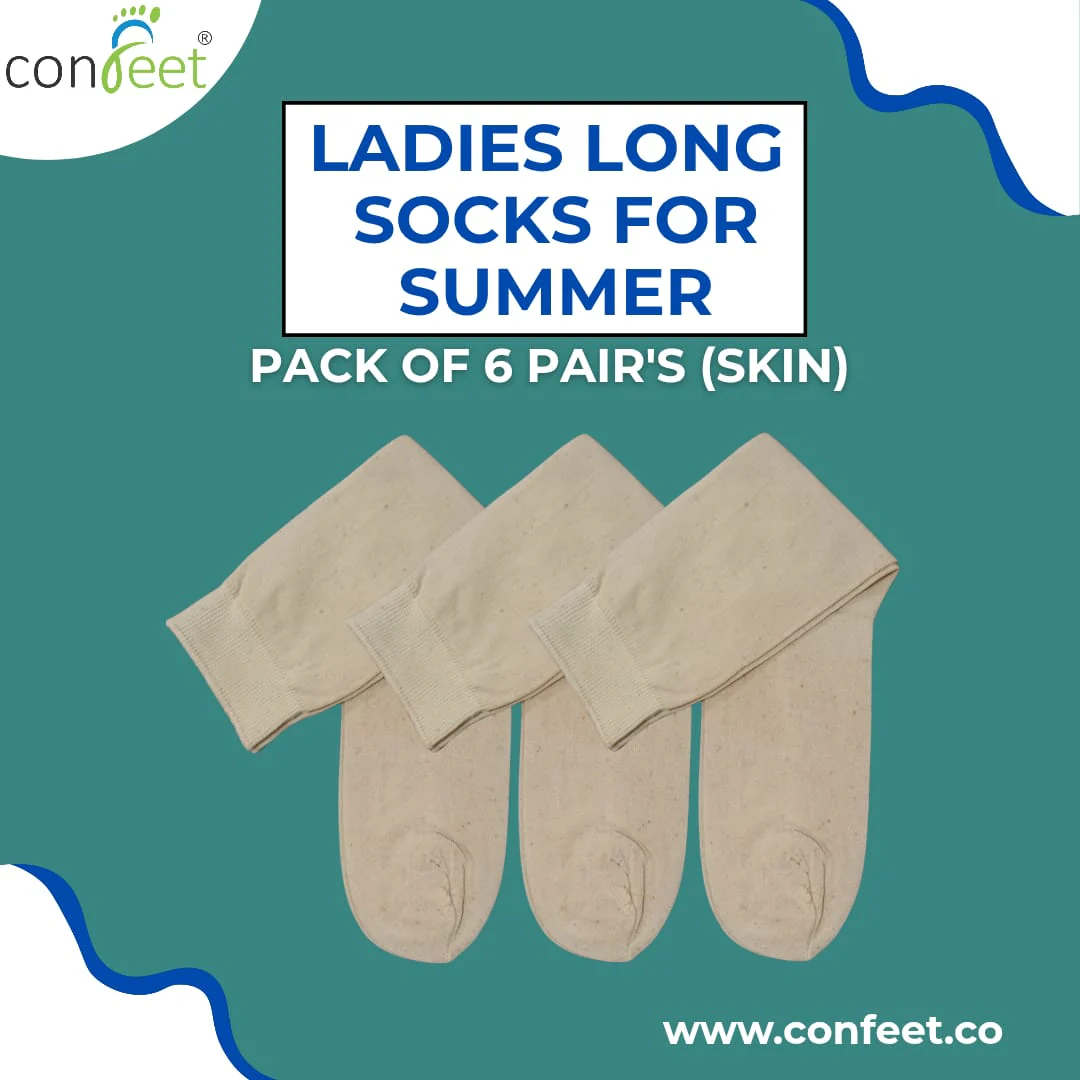 Ladies Summer Long Socks – Pack of 6 Pairs (Skin)